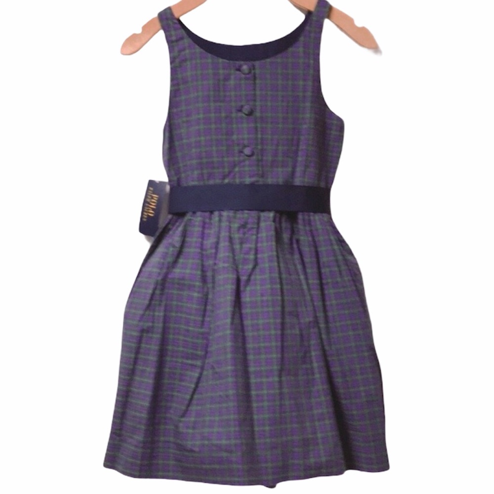 SOLD POLO RALPH LAUREN Girls’ Plaid Purple/Green Dress - Picture 2 of 10